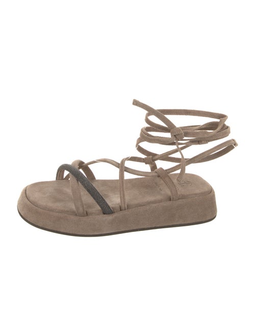 Brunello Cucinelli Suede Beaded Accents Espadrilles