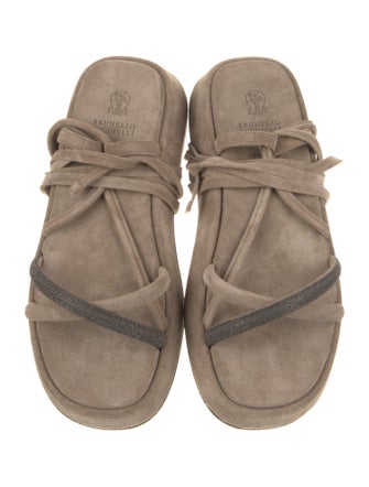 Brunello Cucinelli Suede Beaded Accents Espadrilles