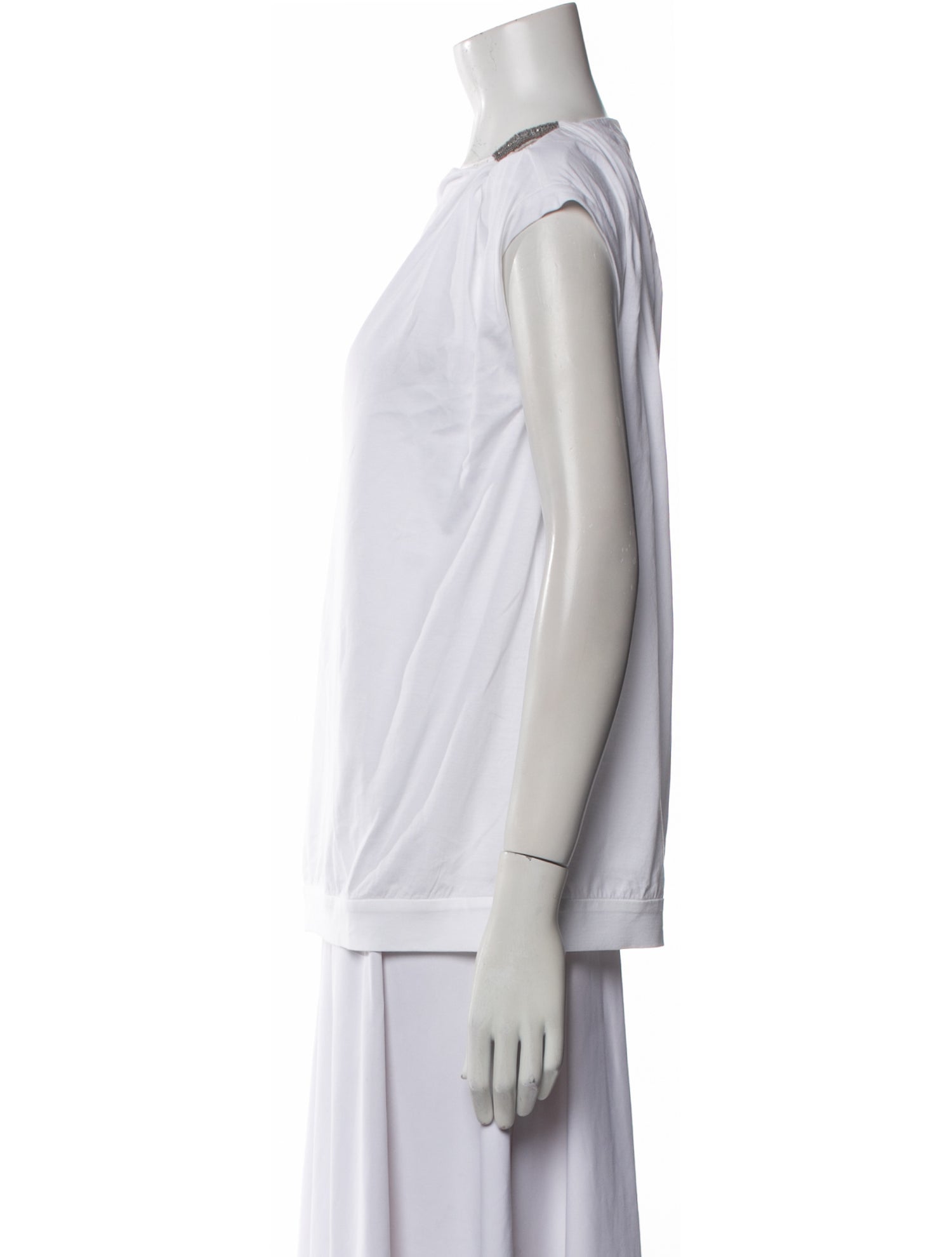 Brunello Cucinelli Bateau Neckline Short Sleeve Blouse