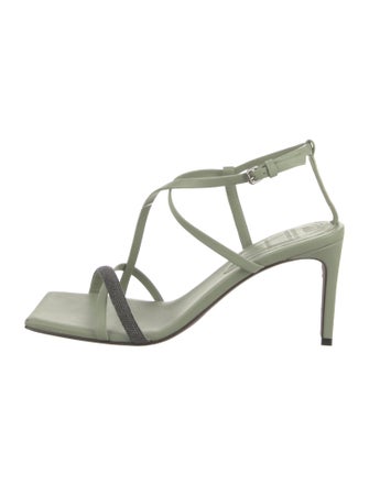 Brunello Cucinelli Leather T-Strap Sandals