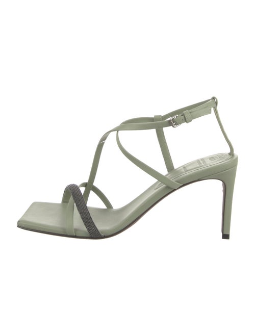 Brunello Cucinelli Leather T-Strap Sandals