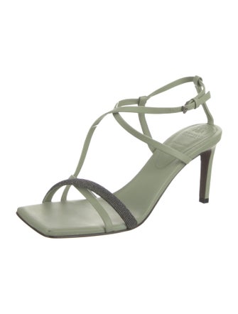 Brunello Cucinelli Leather T-Strap Sandals