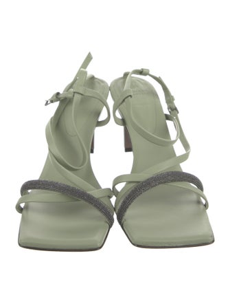 Brunello Cucinelli Leather T-Strap Sandals