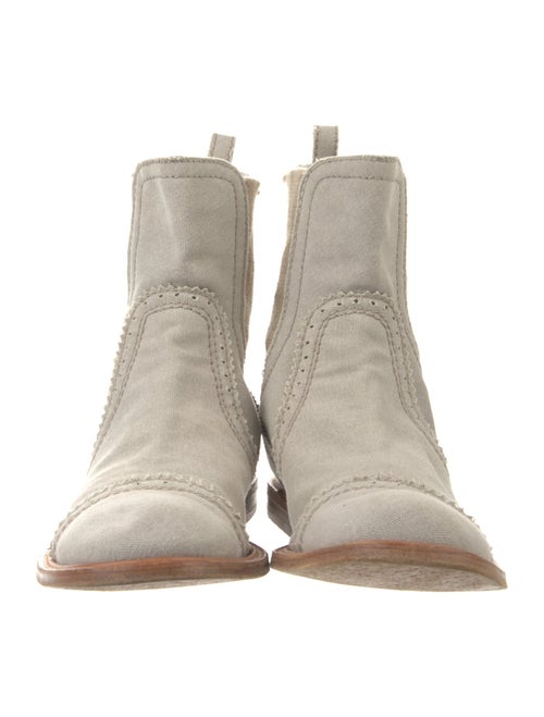 Brunello Cucinelli Canvas Raw-Edge Trim Chelsea Boots