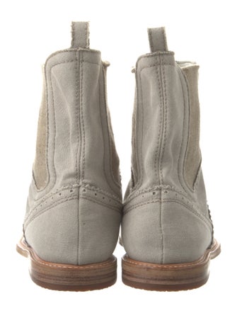 Brunello Cucinelli Canvas Raw-Edge Trim Chelsea Boots