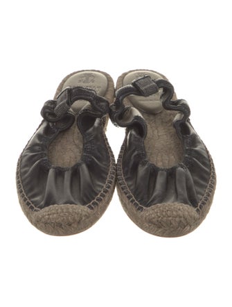 Brunello Cucinelli Leather Beaded Accents Espadrilles