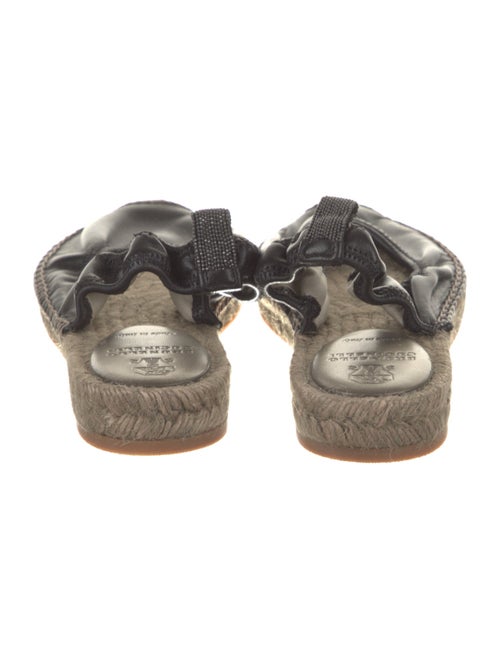 Brunello Cucinelli Leather Beaded Accents Slingback Flats