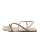 Brunello Cucinelli Leather Beaded Accents Slides