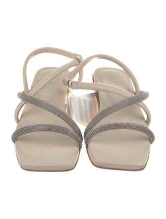 Brunello Cucinelli Leather Beaded Accents Slides