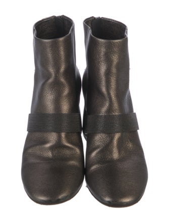 Brunello Cucinelli Leather Beaded Accents Boots
