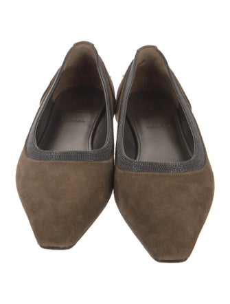 Brunello Cucinelli Monili Suede Flats