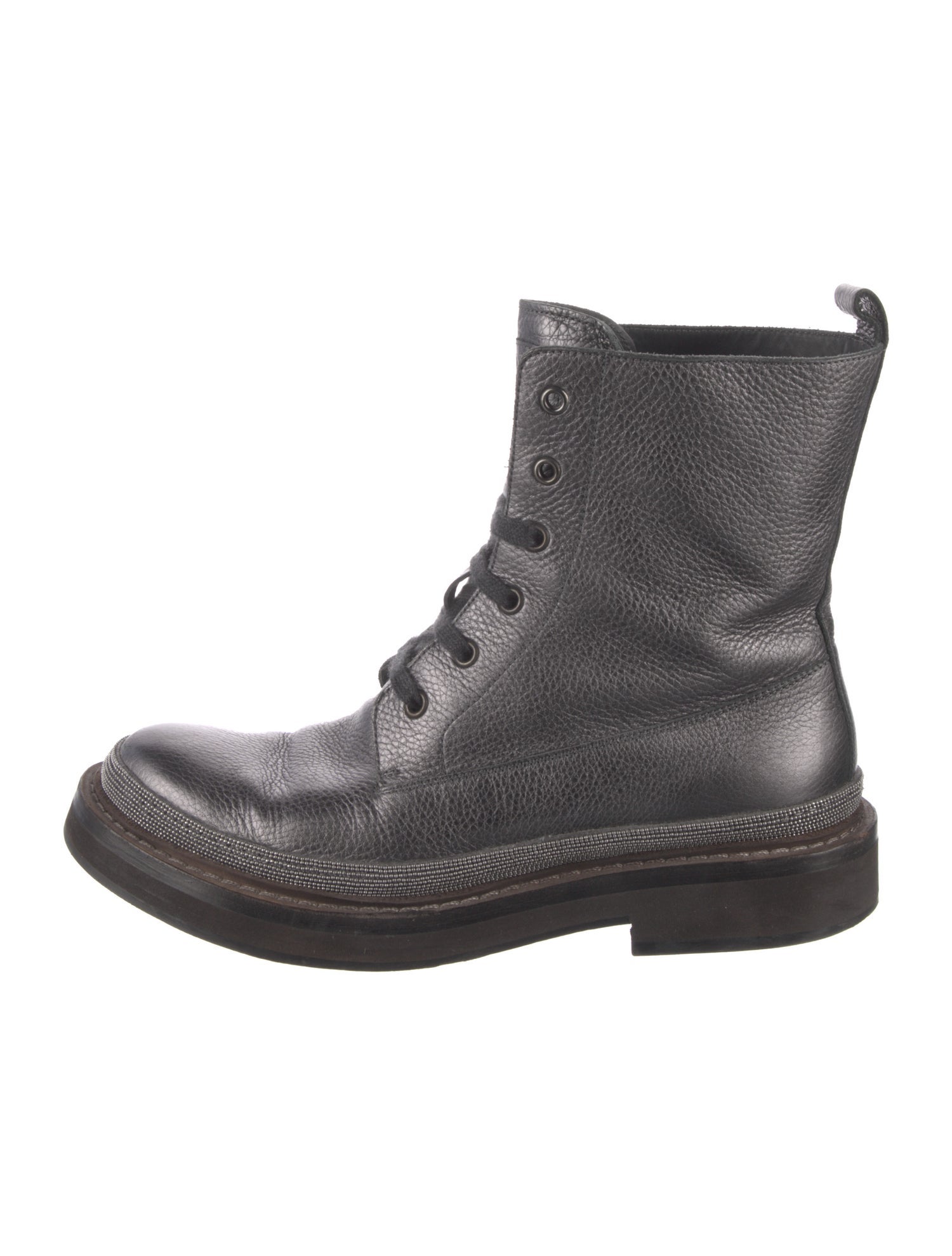 Brunello Cucinelli Monili Leather Combat Boots
