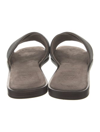 Brunello Cucinelli Suede Beaded Accents Slides