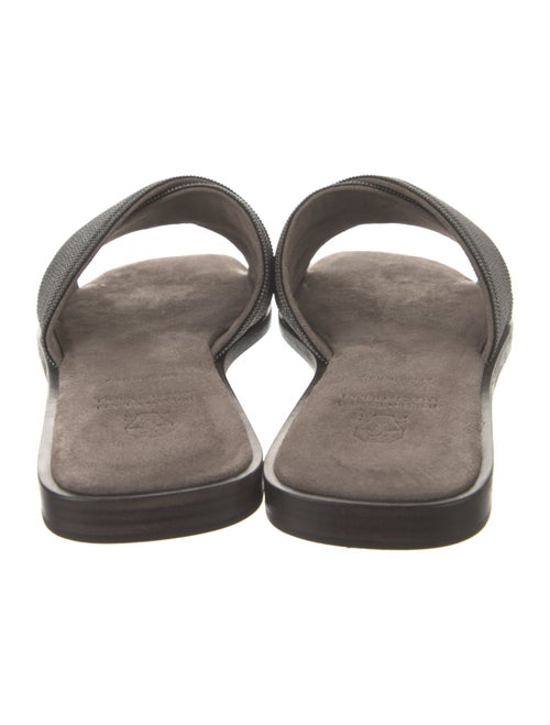 Brunello Cucinelli Suede Beaded Accents Slides
