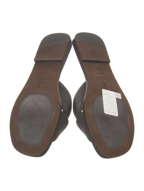 Brunello Cucinelli Suede Beaded Accents Slides