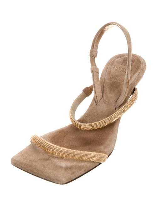 Brunello Cucinelli Monili Suede Slingback Sandals