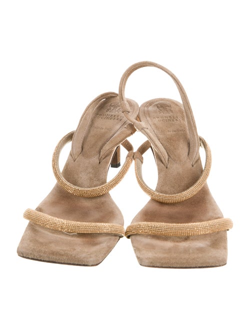 Brunello Cucinelli Monili Suede Slingback Sandals