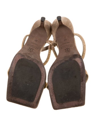Brunello Cucinelli Monili Suede Slingback Sandals