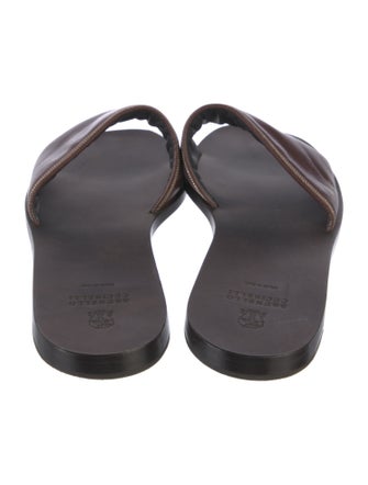 Brunello Cucinelli Leather Beaded Accents Slides