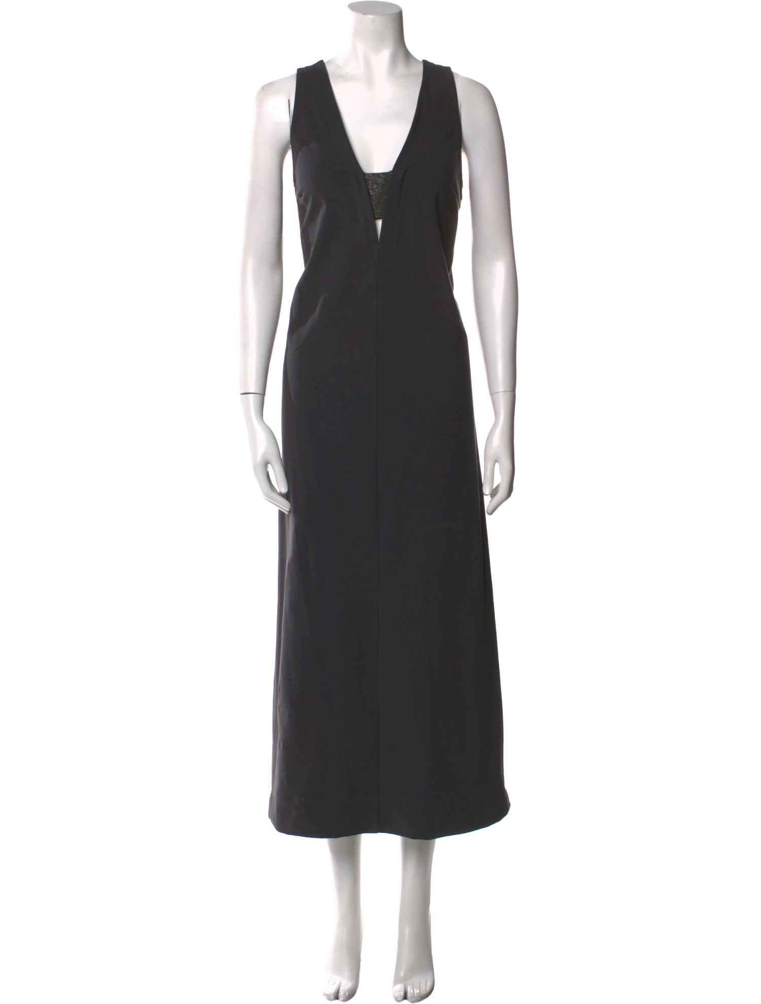 Brunello Cucinelli V-Neck Long Dress - Grey Dresses