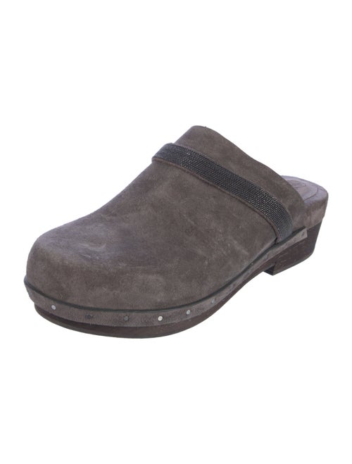 Brunello Cucinelli Suede Crystal Embellishments Mules