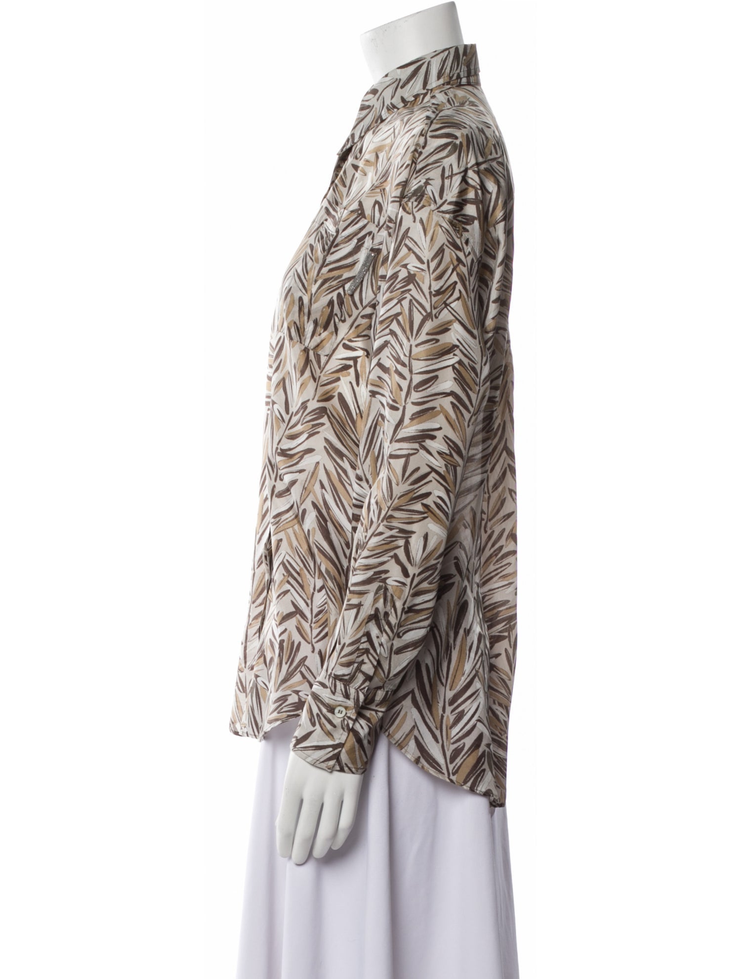 Brunello Cucinelli Silk Printed Button-Up Top