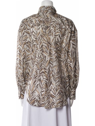 Brunello Cucinelli Silk Printed Button-Up Top