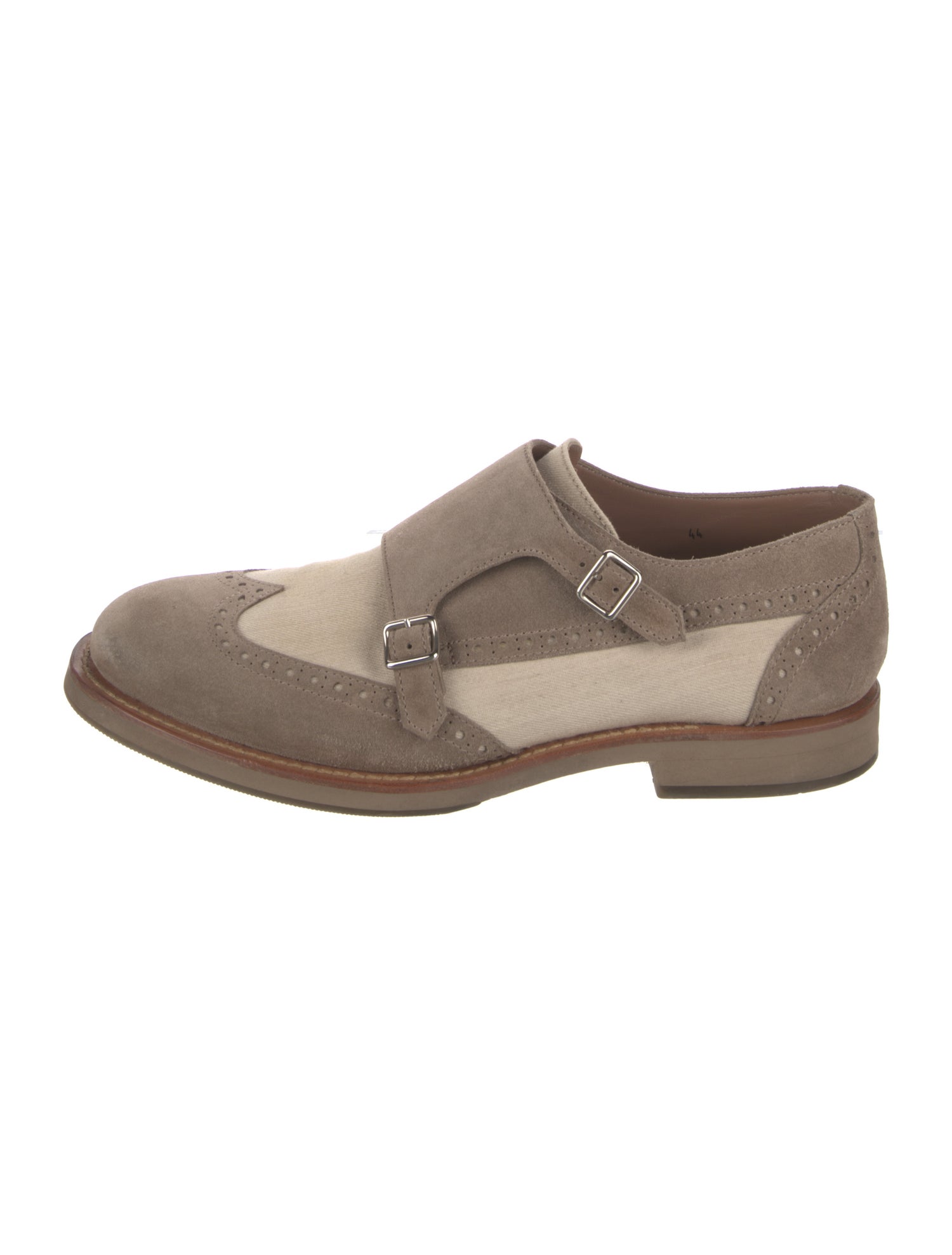 Brunello Cucinelli Suede Colorblock Pattern Monk Straps