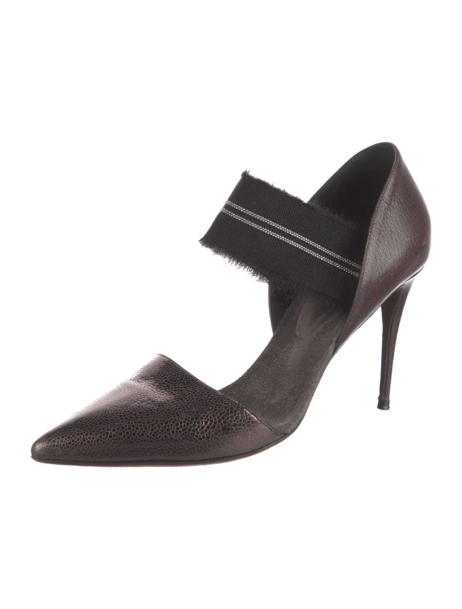 Brunello Cucinelli Monili Leather D'Orsay Pumps
