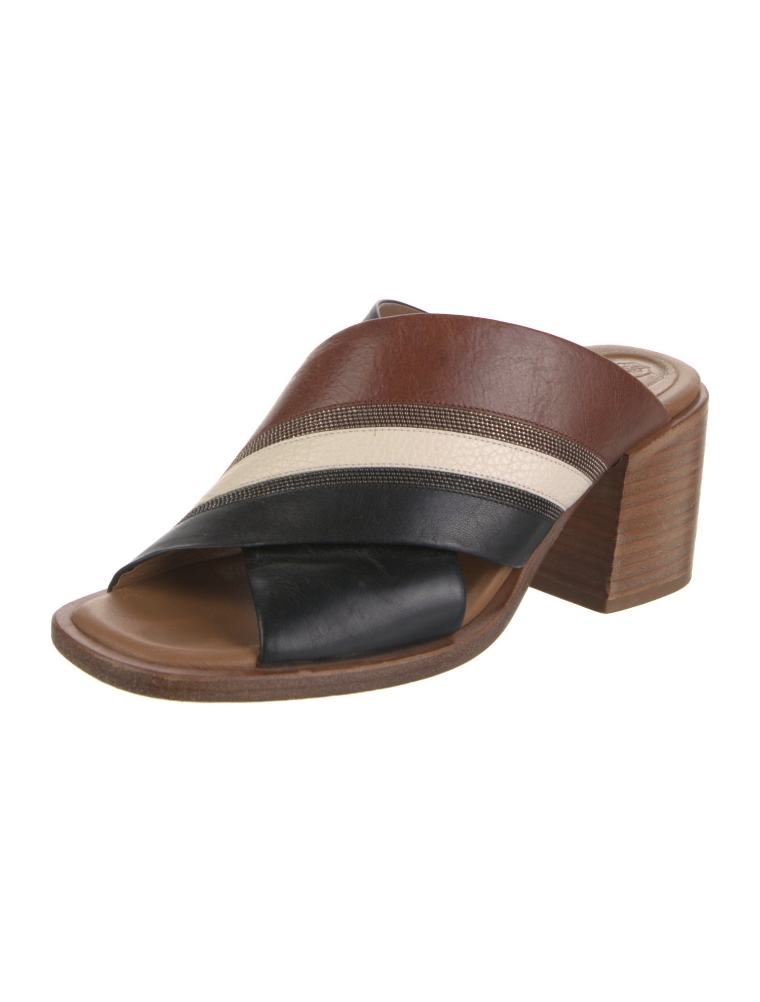 Brunello Cucinelli Leather Printed Slides