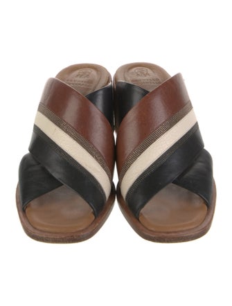 Brunello Cucinelli Leather Printed Slides