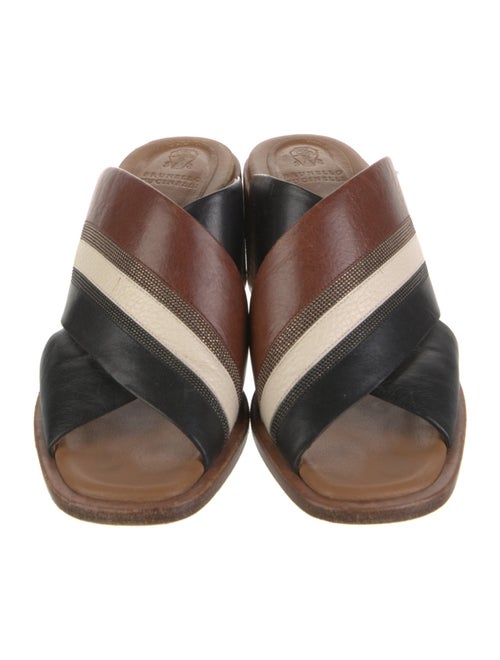 Brunello Cucinelli Leather Printed Slides