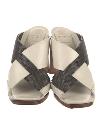 Brunello Cucinelli Monili Leather Slides