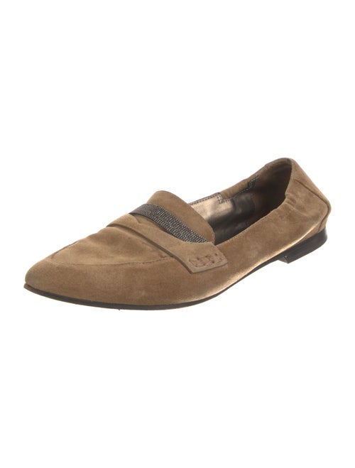 Brunello Cucinelli Suede Beaded Accents Loafers
