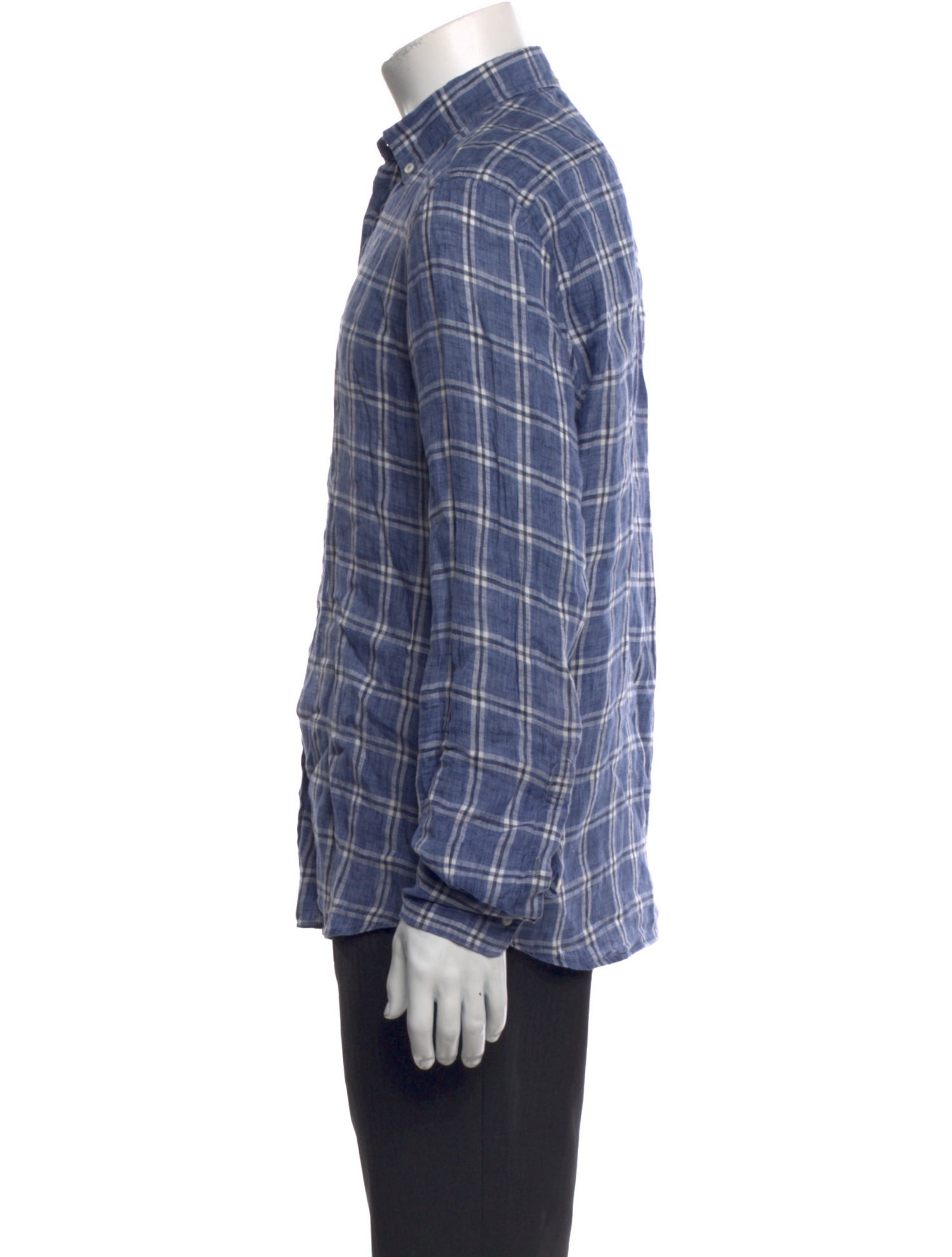 Brunello Cucinelli Linen Plaid Print Dress Shirt