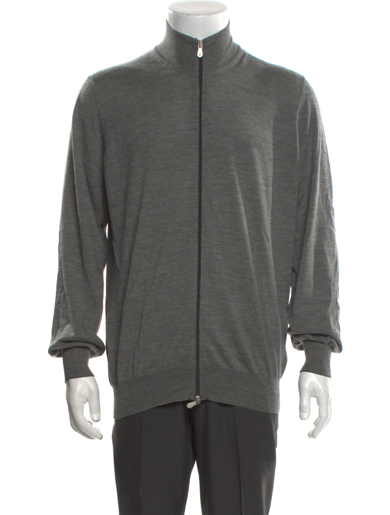 Brunello Cucinelli Virgin Wool Mock Neck Cardigan