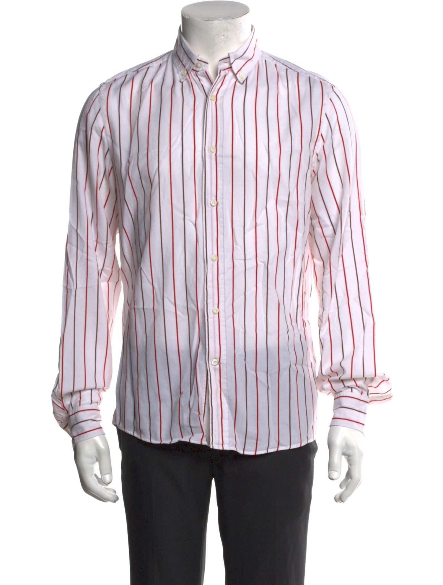 Brunello Cucinelli Striped Long Sleeve Dress Shirt
