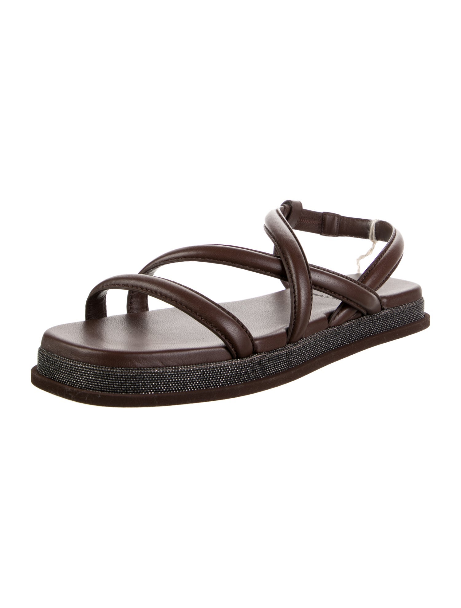 Brunello Cucinelli Monili Leather Slingback Sandals w/ Tags