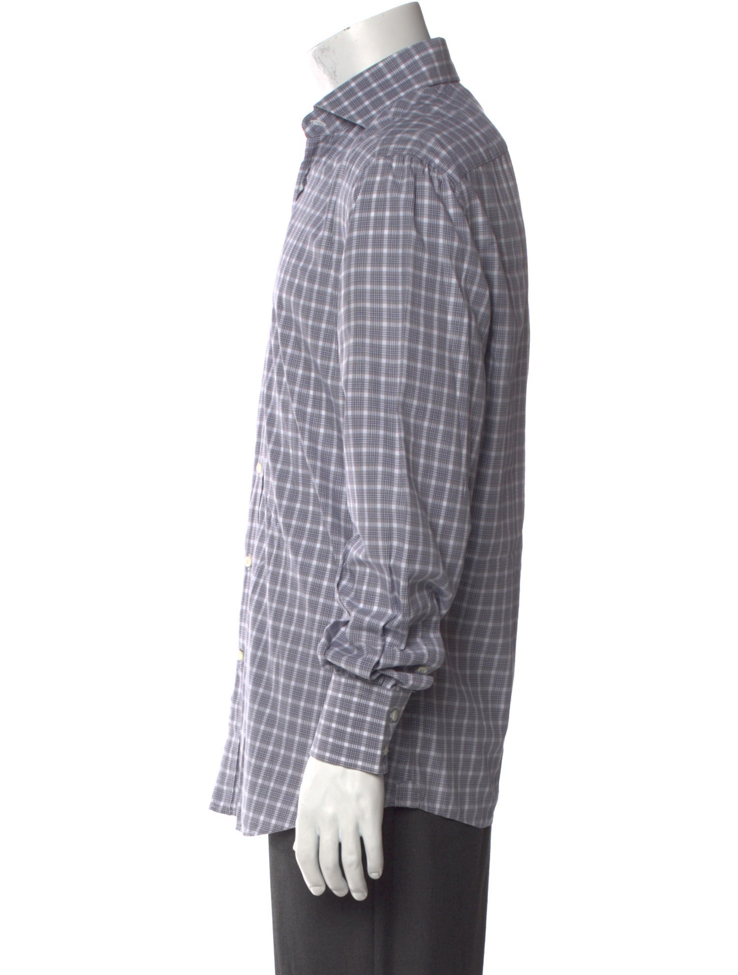 Brunello Cucinelli Plaid Print Long Sleeve Dress Shirt