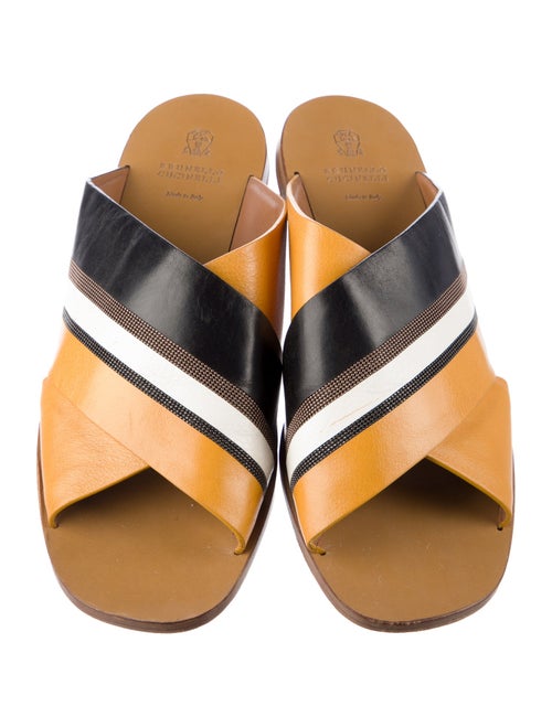 Brunello Cucinelli Monili Leather Slides