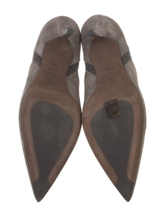 Brunello Cucinelli Suede Beaded Accents Sock Boots