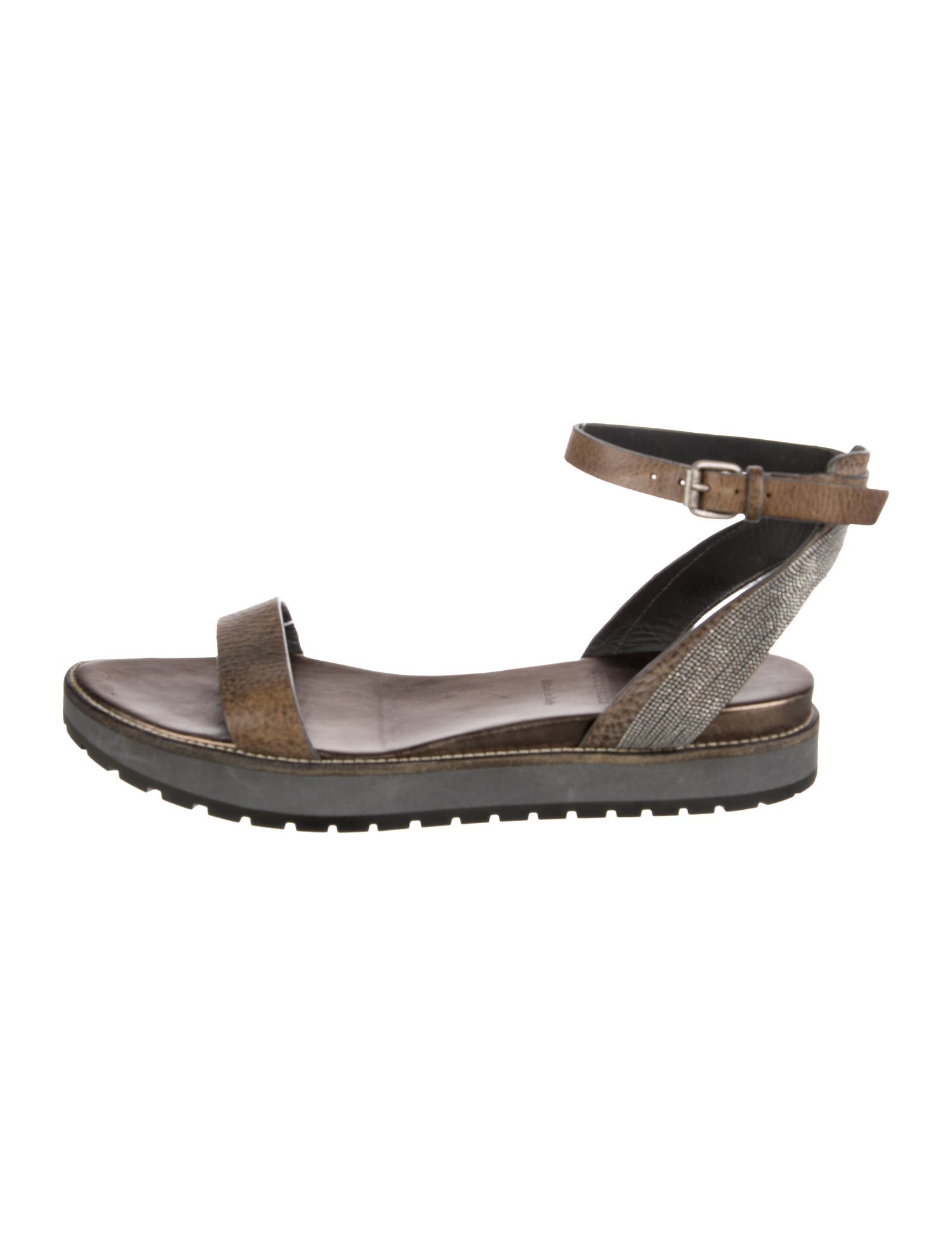 Brunello Cucinelli Monili Leather Sandals
