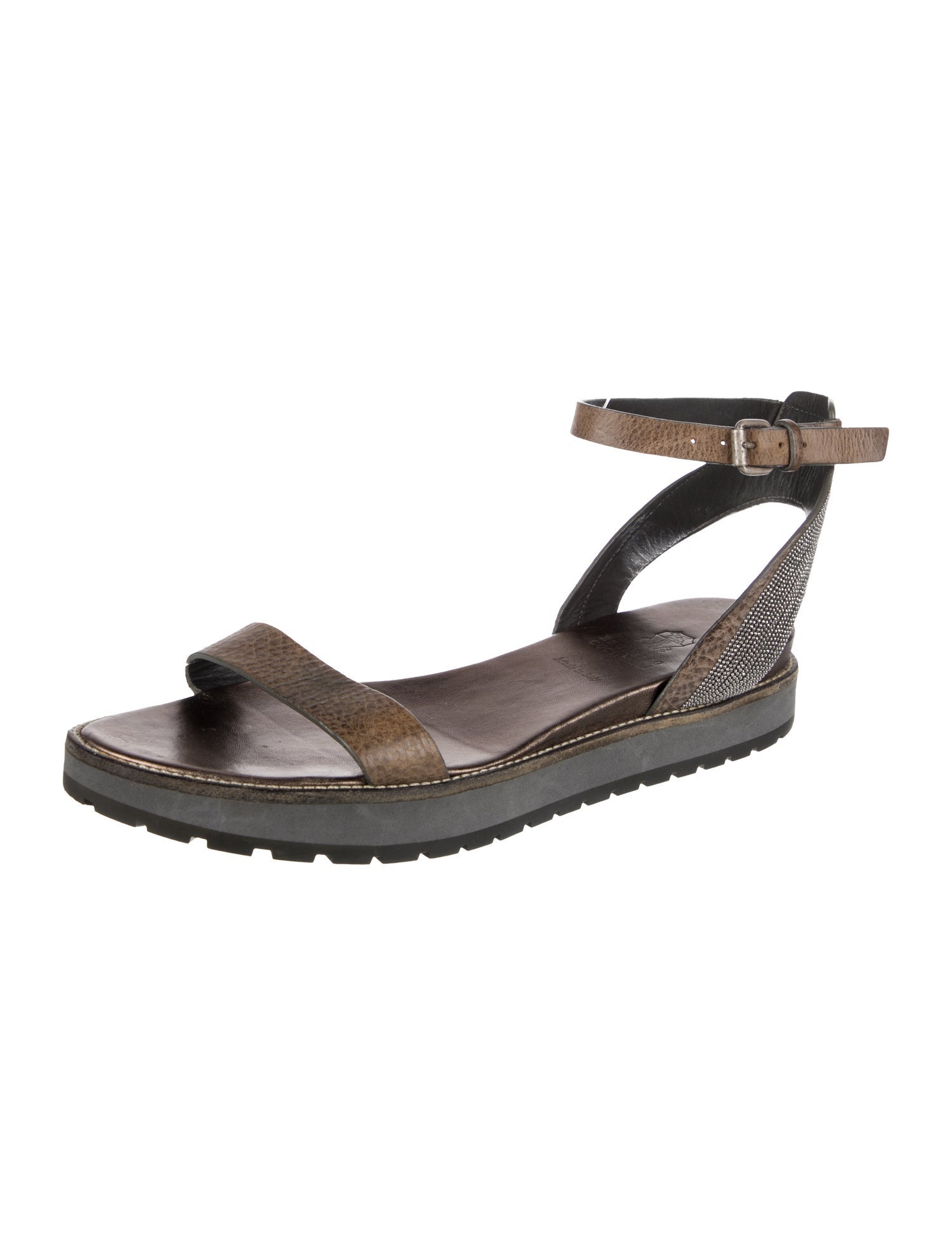 Brunello Cucinelli Monili Leather Sandals