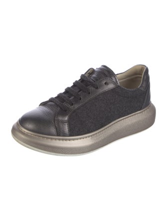 Brunello Cucinelli Wool Leather Trim Embellishment Sneakers