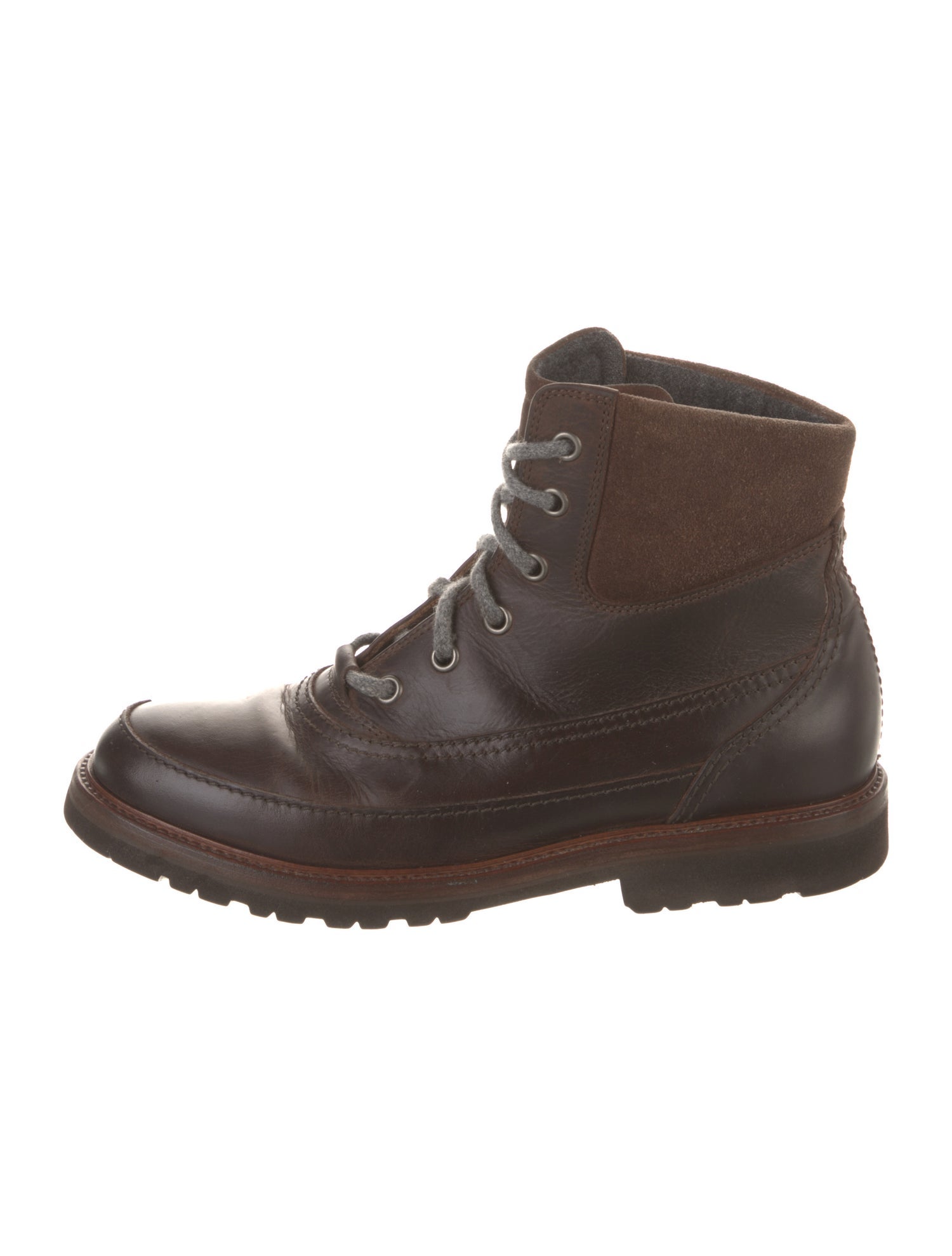 Brunello Cucinelli Leather Lace-Up Boots