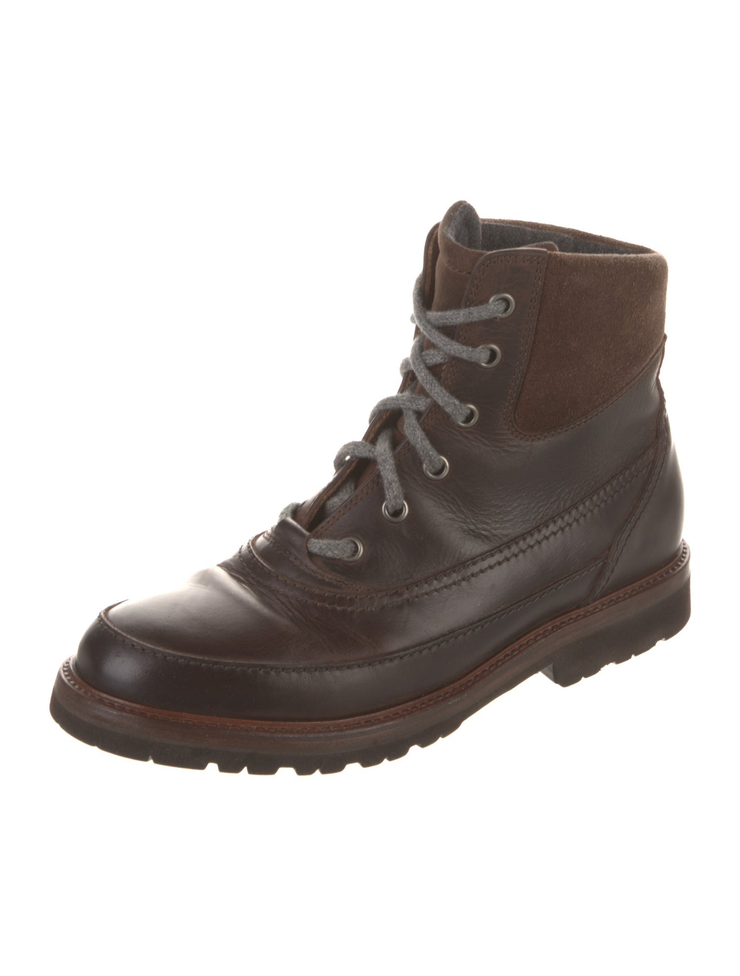 Brunello Cucinelli Leather Lace-Up Boots