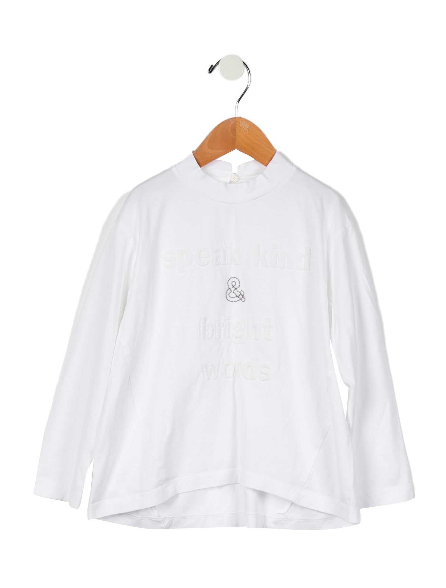Brunello Cucinelli Girls' Embroidered Long Sleeve Top