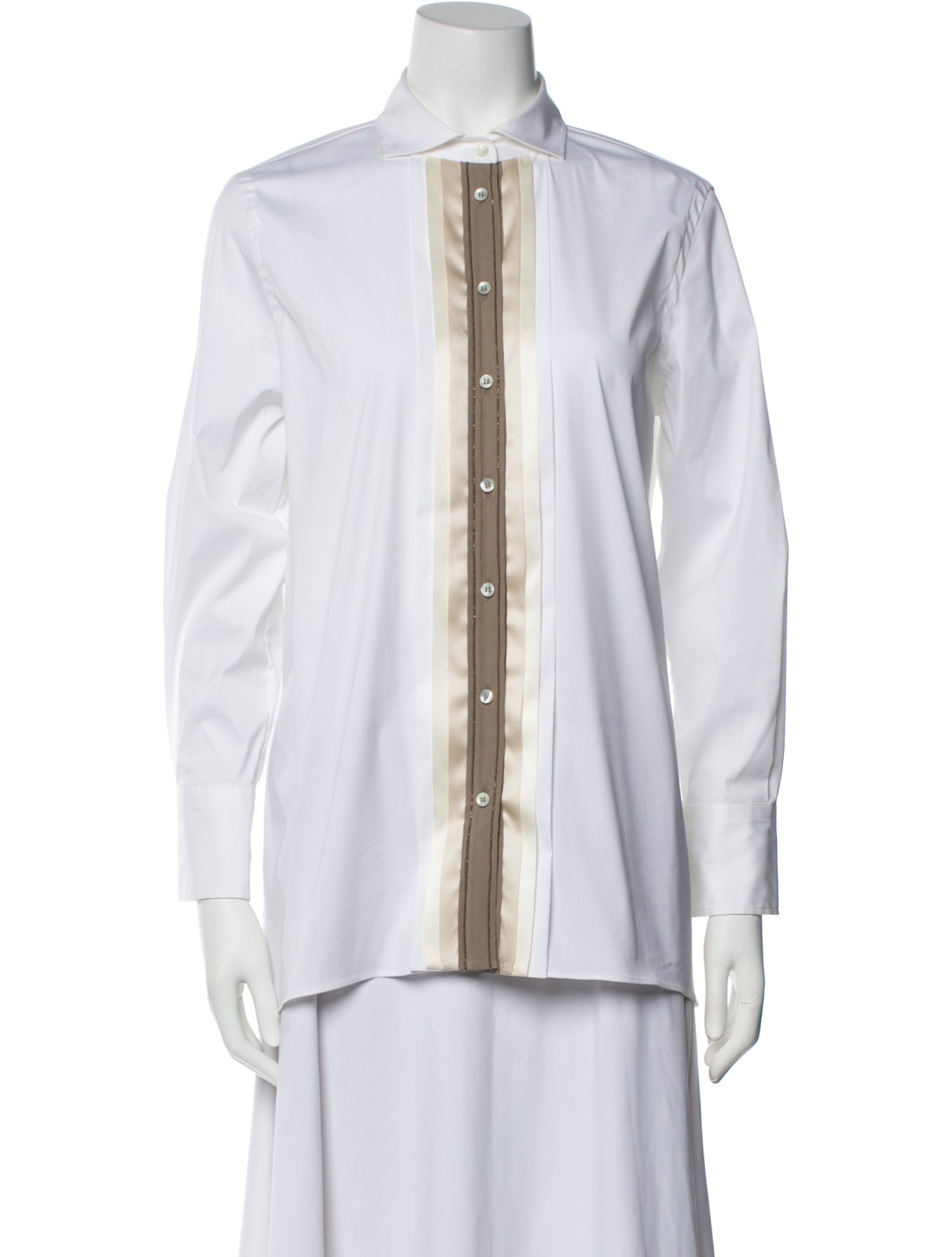 Brunello Cucinelli Long Sleeve Button-Up Top