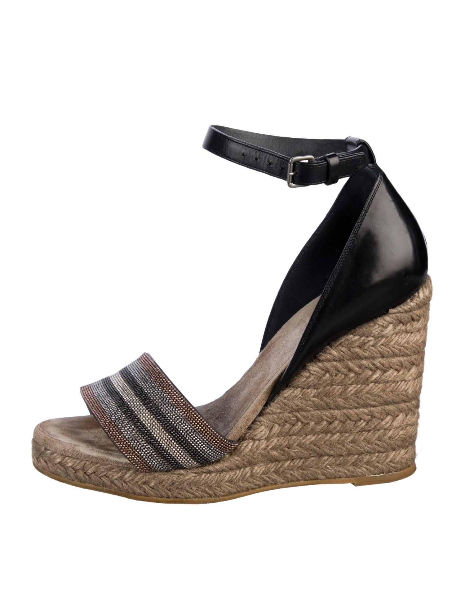 Brunello Cucinelli Leather Colorblock Pattern Espadrilles
