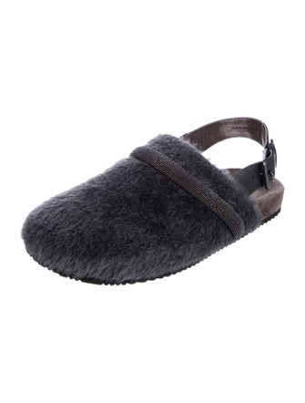 Brunello Cucinelli Monili Faux Fur Slingback Flats